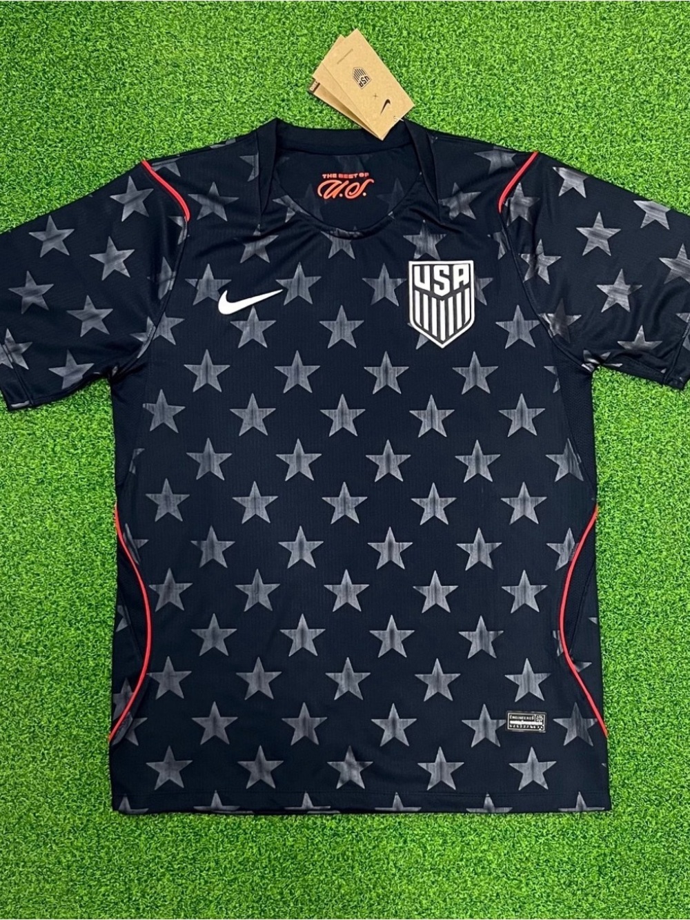 Navy WC USA Men’s Star Print Football/Soccer Mens Medium Slim Fit Jersey